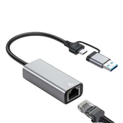 APGLSXY Portable USB C A to RJ45 Networkings Adapter 1/2.5Gbps Aluminum Alloy Plugs and Play