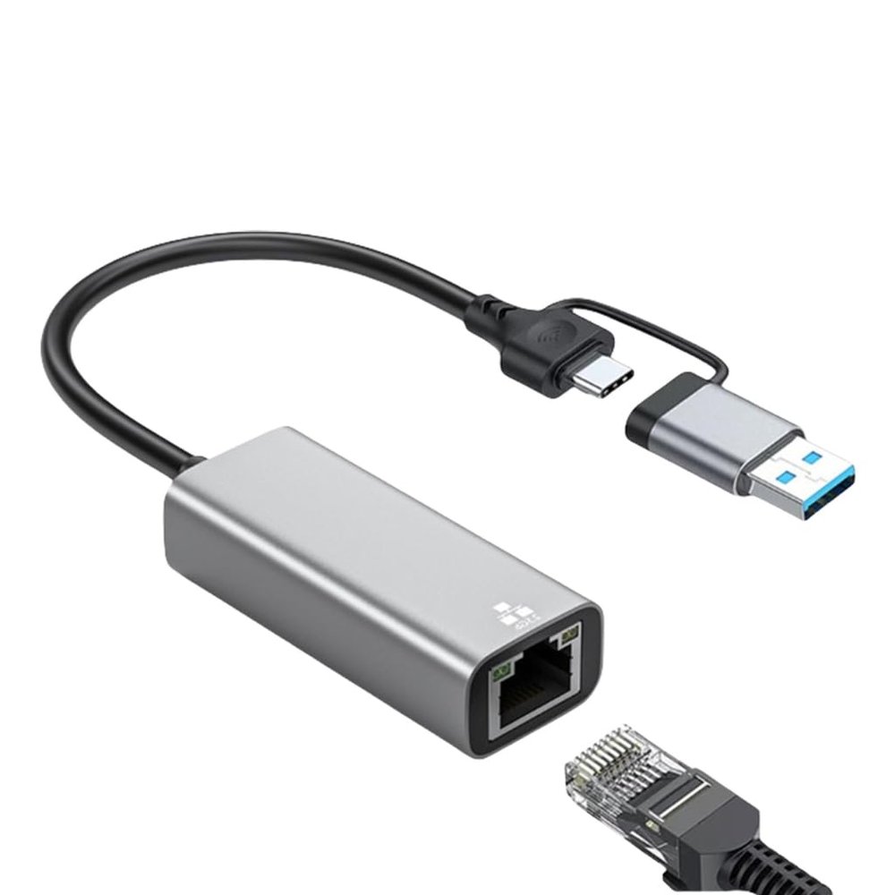 APGLSXY Portable USB C A to RJ45 Networkings Adapter 1/2.5Gbps Aluminum Alloy Plugs and Play