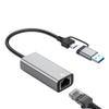APGLSXY Portable USB C A to RJ45 Networkings Adapter 1/2.5Gbps Aluminum Alloy Plugs and Play view 1