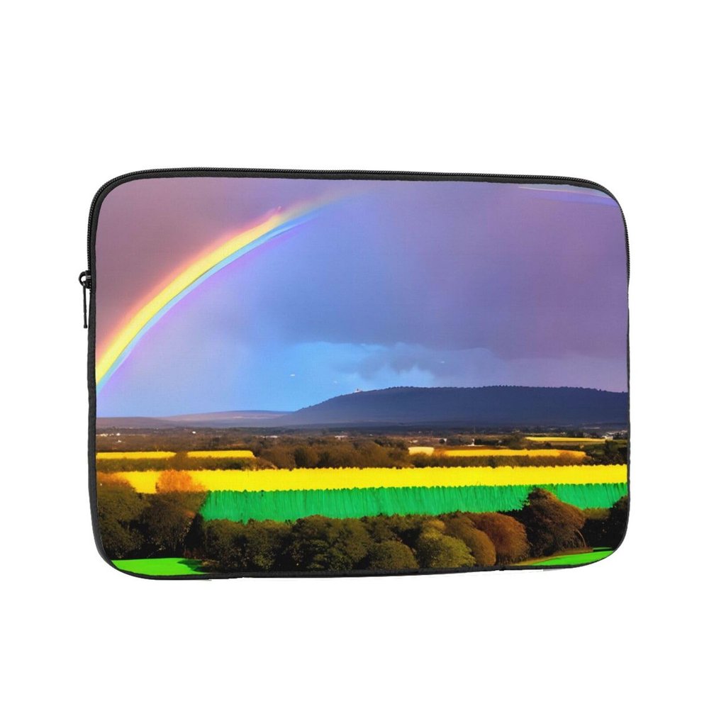 12 Inch Portable And Shockproof Laptop Bag With Unique Evening Rainbow Print, For Work, University, And Commuting