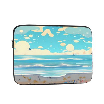 10 Inch Portable And Shockproof Laptop Bag With Unique Beach Cartoon Print, For Work, University, And Commuting