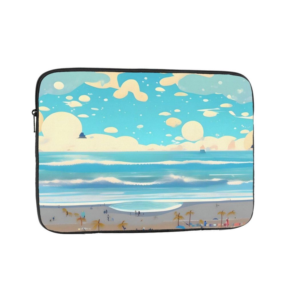 10 Inch Portable And Shockproof Laptop Bag With Unique Beach Cartoon Print, For Work, University, And Commuting