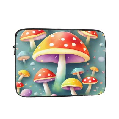 12 Inch Portable And Shockproof Laptop Bag With Unique Cute Colored Mushrooms Print, For Work, University, And Commuting