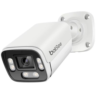 batsee 8MP POE Security Camera, Outdoor Waterproof IP67,110 Viewing Angle, 2.8mm Lens, Smart Motion Detection,IR/Color Night Vision,Two-Way Audio,Onvif TF Card Record Metal Shell(Wired)