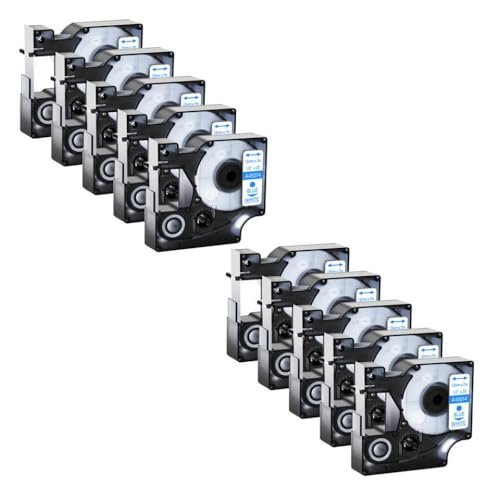 10 Pack Label Tape 12mm Blue On White Ribbon Compatible with Duo 3M PL100 PL150 Printers(10PK)