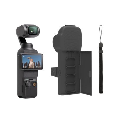 Portable Protective Case for DJI Osmo Pocket 3 Anti Impact Anti Scratch Half Protection Cover, Sport Camera Osmo Pocket 3 Filters Storage Top Cap (Grey)