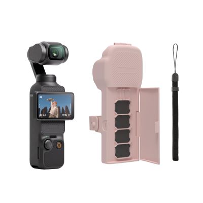 Portable Protective Case for DJI Osmo Pocket 3 Anti Impact Anti Scratch Half Protection Cover, Sport Camera Osmo Pocket 3 Filters Storage Top Cap (Pink)