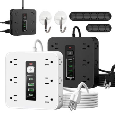 16-in-1 Power Strip with Switch & Surge Protection, Etl Listed Fireproof Power Strip, Upgraded Multifunctional 16 in One Surge Protector, 12AC +2UAB+2type-C Ports for Home, Office (Both-2PCS)