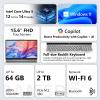 HP 15.6 Premium Laptop, 15.6" FHD 1920*1080 Touchscreen, Intel Core Ultra 5 225U for Professionals, 32GB DDR5 RAM, 1TB SSD, Wi-Fi 6, Backlit & Numeric Keyboard, Win11 Pro, White, w/ PCO Laptop Cooler view 2