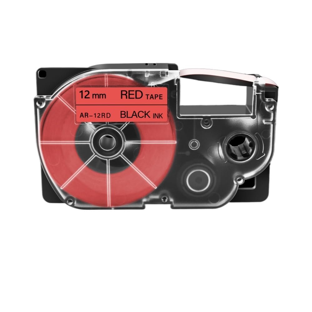 9 12 18 24mm XR Label Tapes Compatible with Label Printer KL120 KL60 KL130 XR12WE XR12X XR9WE XR18WE(Black on Red)