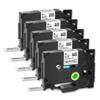 5 Pack Flexible ID Laminated Tape 6 Mm Replacement for TZe FX211 Black On White Compatible with PT 1000 Printers(5PK Black on White) view 1