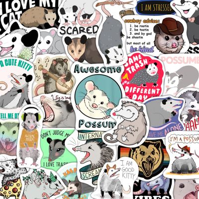 100Pcs Possum Stickers, Opossum Stickers - Possum Gifts - Opossum Party Decoration, Favors, Supplies