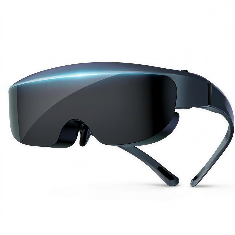 Denash AR Glasses, 1080P OLED Display, 3000-Nit Ultra-Bright, Up to 400" Virtual Screen, 0-600 Myopia Adjustment, All-in-One Immersive XR Glasses Built-in Speakers for iOS & Android