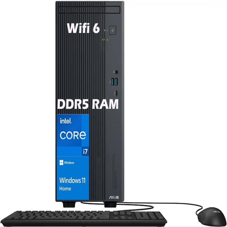 ASUS V500 Business Tower Desktop Computer  10-core Intel Core i7-13620H Processor  64GB DDR5  1TB SSD  Office 365 for The Web  HDMI + DisplayPort, Wi-Fi 6  Wired Keyboard & Mouse  Windows 11