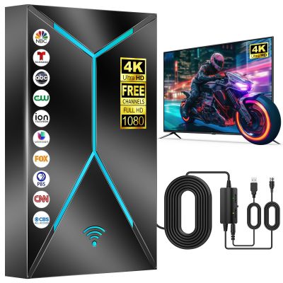 2026 Upgraded TV Antenna Indoor Outdoor, 3200+ Miles Long Range HDTV Antenna with Amplifier Signal Booster, 26FT Coaxial Cable for Local Channels 4K 8K 1080p,Digital Reception for Smart & Older TVs