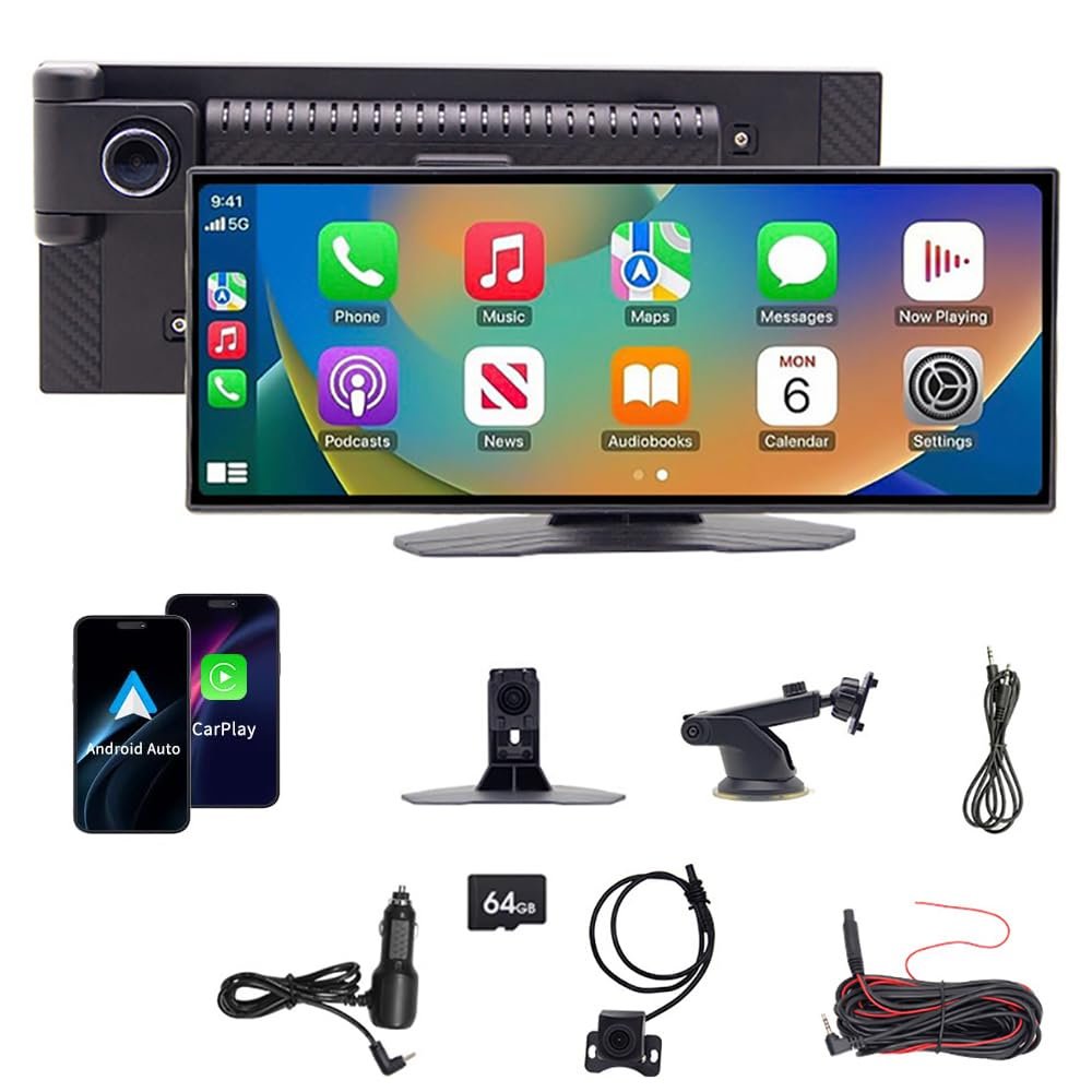 11.26" Car HD On-Dash Cameras System for Toyota Nadia Prius Rush Sequoia 1998-2025,4K Dash Cam Stereo Touch Screen IPS Touchscreen Carplay Android Auto Bluetooth GPS-64G