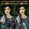 OPRKQEE Camcorder 6K Video Camera 64MP 18X Digital Zoom 4.0 Inch Touch Screen IR Night Vision Vlogging Camera for YouTube Video Camera with WiFi, Microphone, Remote Control, 64GB SD Card,Stabilizer view 2