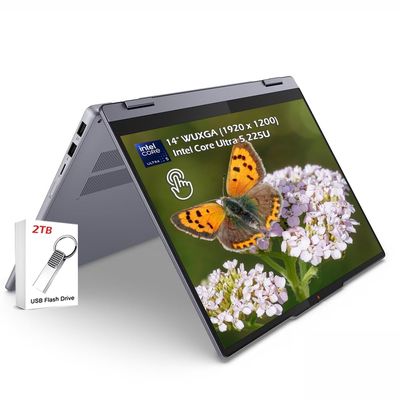 Lenovo IdeaPad 5i 14 WUXGA 2-in-1 Touchscreen Laptop, Intel Core Ultra 5 225U, 8GB RAM, 1TB SSD, WiFi6, Backlit KB, Windows 11 Home, Luna Grey, w/2TB USB Drive, W/GaLiMu