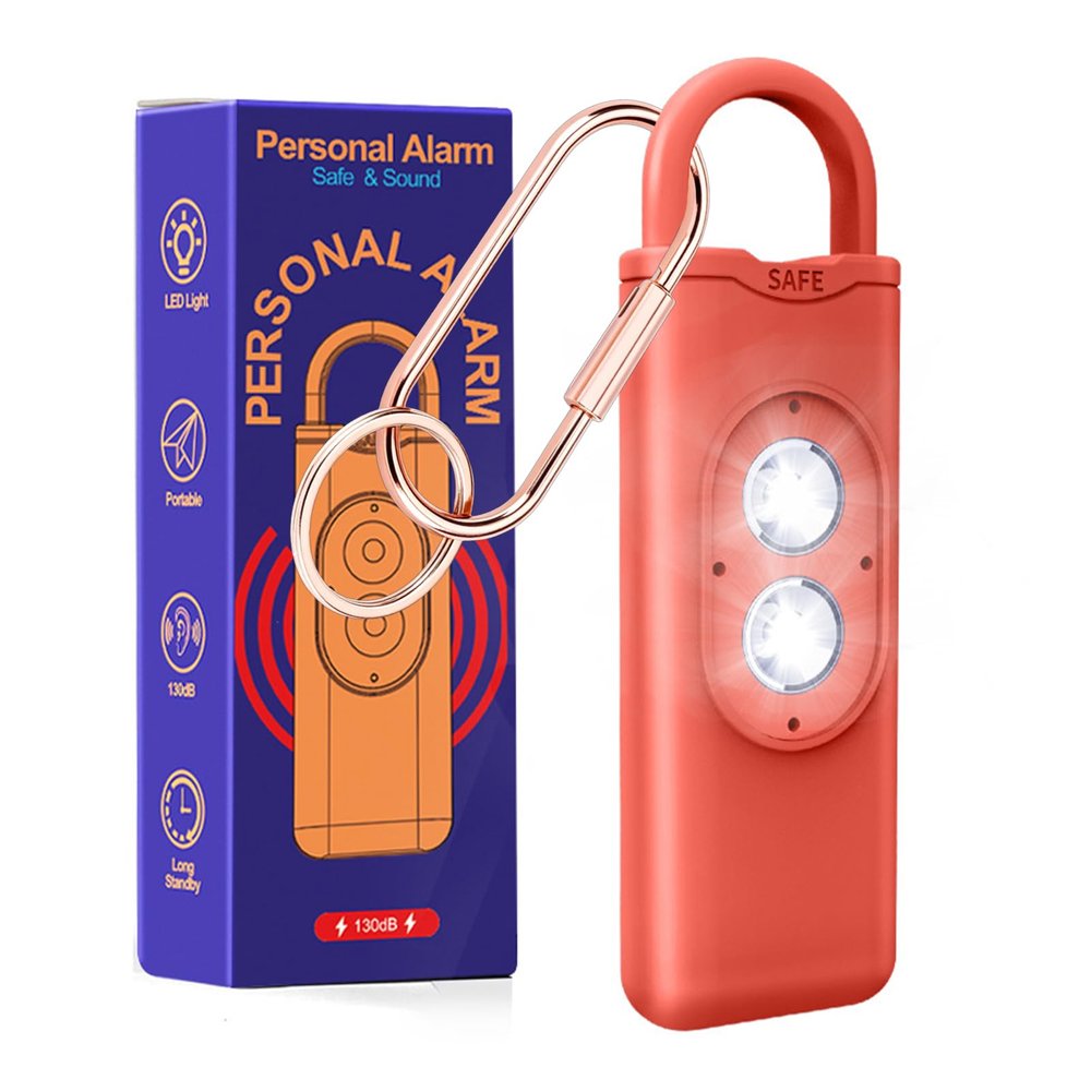 Halo-Siren Alarm, HaloSiren Personal Safety Alarm - Travel Safe Alarm with 130db Loud and LED Strobe Light, Safety Keychain Compatible with Bags, Keys, Backpacks (Orange)