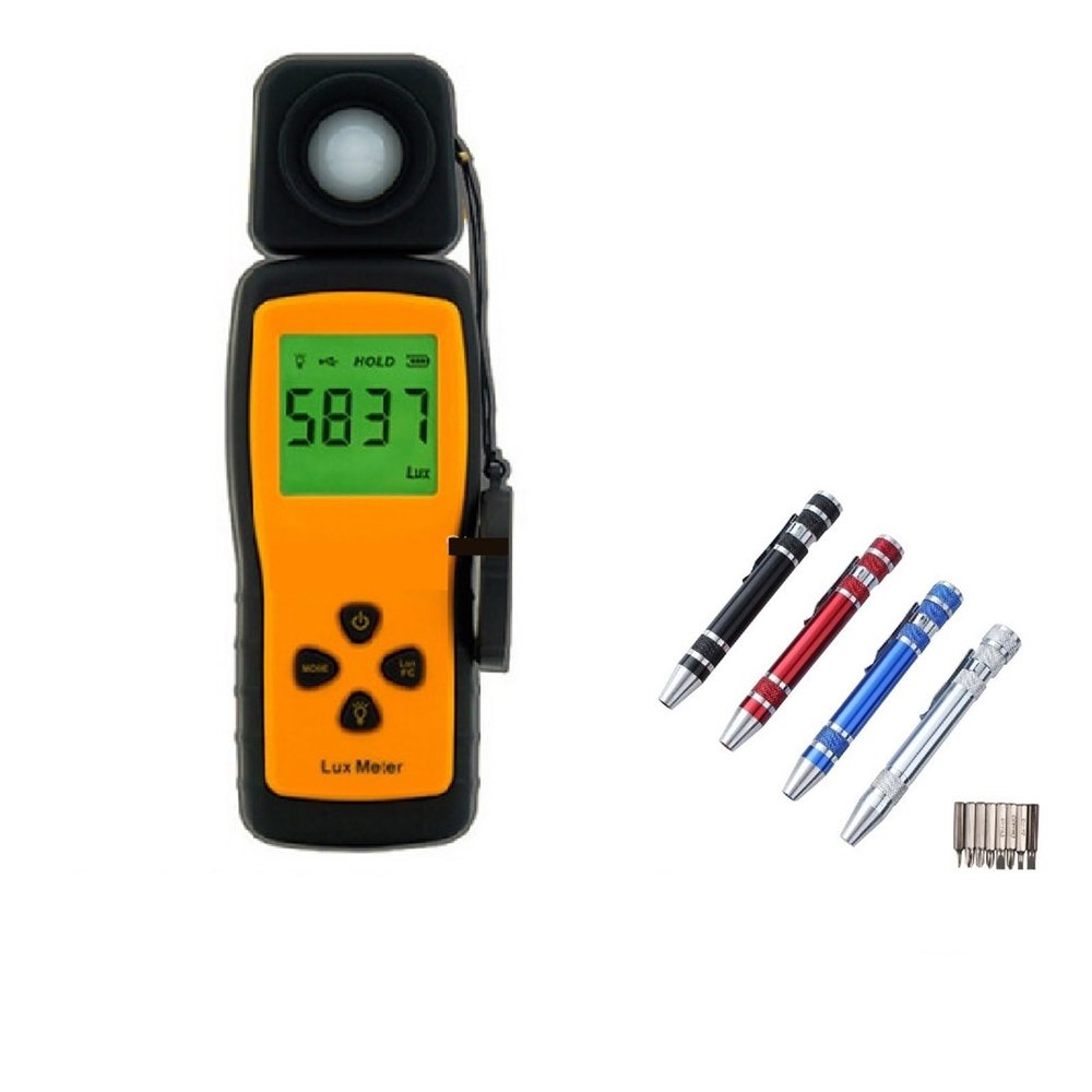 Light Meter, Mini Digital Light Tester Lux Meter 1~100.000lux Smart Sensor Environmental Testing Handheld Type Illuminometer Photometer Detector Measuring