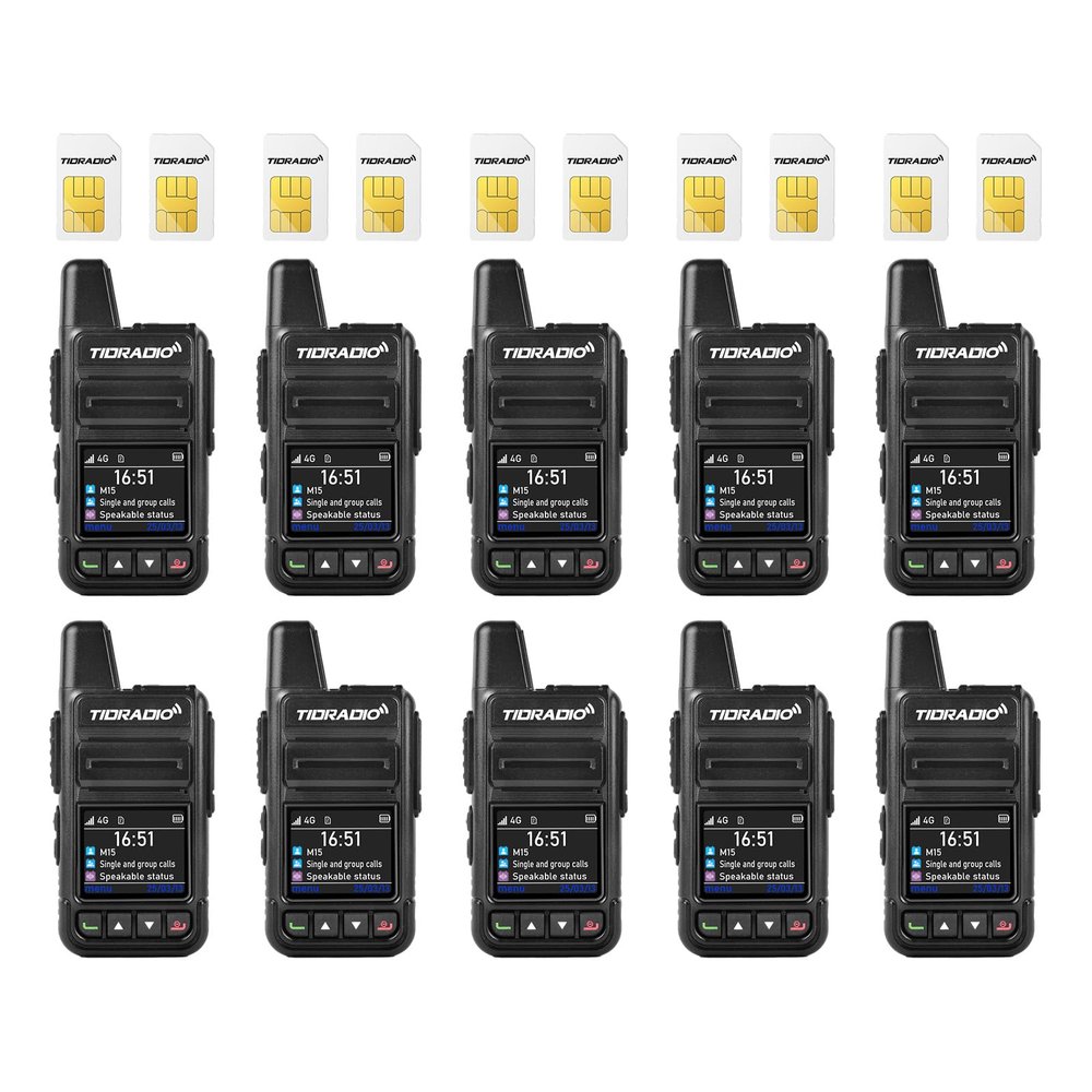 TIDRADIO TD-M15 Rapid Global Walkie Talkies 5000 Mile Long Range Poc radios, 4G LTE Unlimited Range PTT Two Way Radios for Family, Logistics, Company, Construction Site with Sim Card 10 Pack