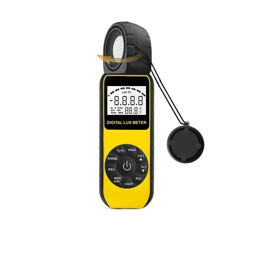 Light Meter, Digital Illuminance Light Meter Handheld Ambient Temperature Illuminance Measurer with Range Up to 300,000 Lux Luxmete