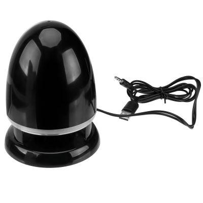 EXHUMKY Mini Multimedia Speaker with 3.5mm Audio Input, USB-Powered Loudspeaker Box with LED Light, Anti-Interference Bass Sound for Laptop, Desktop, and Tablet Use, Black and Blue