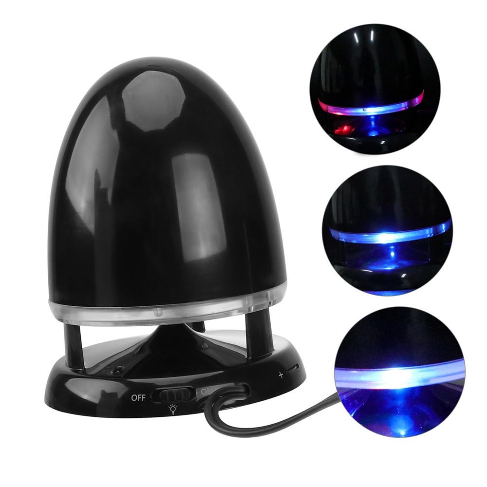 HEATSHAKING Mini Multimedia Speaker with LED Light, USB Plug-in External Desktop Speaker, 3.5mm Aux Input Wired Bass Loudspeaker for Laptop Phone Tablet, Black and Blue, Dc5v Compatible