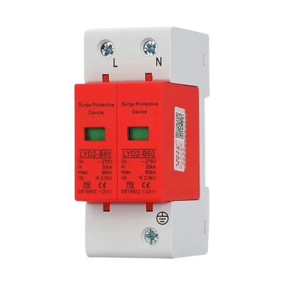 2P 10KA~100KA 275V 385V 420V AC SPD House Surge Protector Protective Low-Voltage Arrester Device Lightning Protection(385V,40KA-80KA)