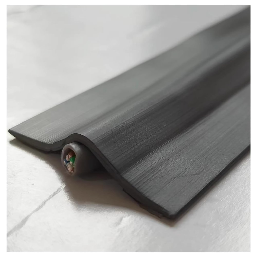 10 Meter Floor Cable Bridge Self-Adhesive Cable Duct Floor Flat Floor Cable Protection, Protects Cables and Prevents Trip Hazards(Black,W3.5cm/1.3in)