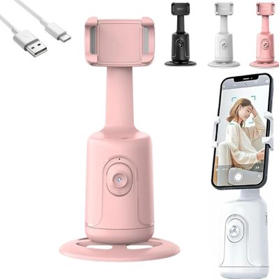 Ai-Powered Fully Automatic Tracking Phone Gimbal, Smart 360 Auto Face Tracking with Remote & Gesture Control, Adjustable Angle & Anti-Shake Rechargeable for Live Record No App (Pink)