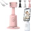 Ai-Powered Fully Automatic Tracking Phone Gimbal, Smart 360 Auto Face Tracking with Remote & Gesture Control, Adjustable Angle & Anti-Shake Rechargeable for Live Record No App (Pink) view 1