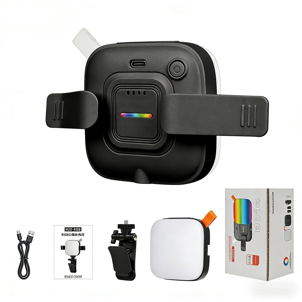 Yidoblo Selfie Lighting84 LED Rechargeable Phone Fill Lights with Clip Portable Led Clip on Light for iPhone/Tablet/Laptop CRI97+ Perfect for Selfies Makeup TikTok Video Recording (N22RGB)