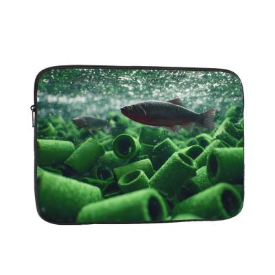 12 Inch Portable And Shockproof Laptop Bag With Unique Green Seabed Print, For Work, University, And Commuting