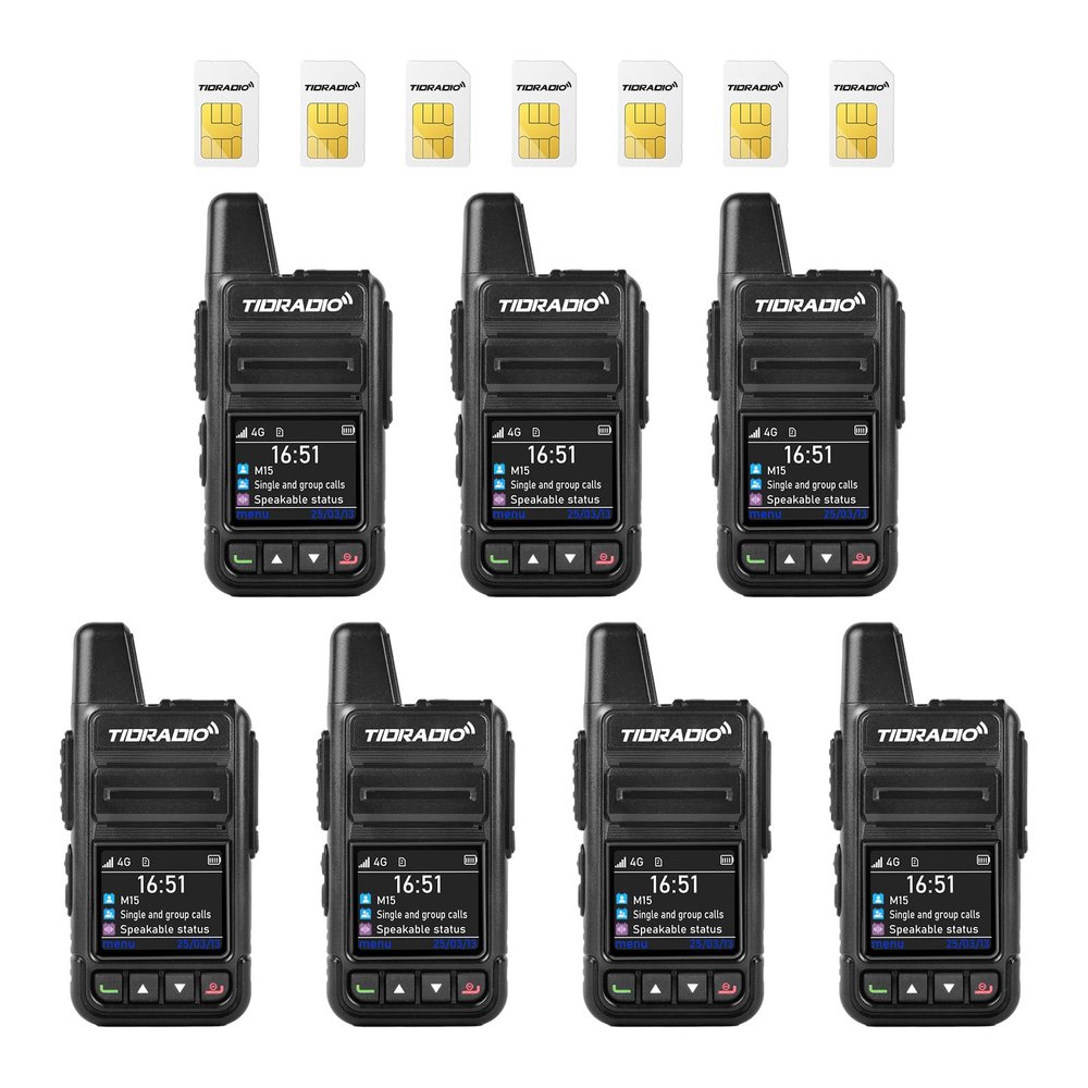 TIDRADIO M15 Rapid Global Walkie Talkies 5000 Mile Long Range Poc radios, 4G LTE Unlimited Range Nationwide PTT Two Way Radios for Family, Logistics, Company, Construction Site with Sim Card (7Pack)