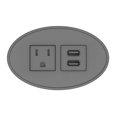 Pemberly Row Plastic Modern USB-A Oval 120V Power Station in Black