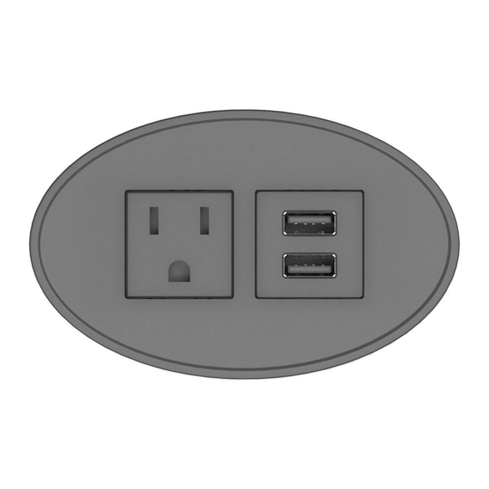 Pemberly Row Plastic Modern USB-A Oval 120V Power Station in Black