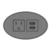 Pemberly Row Plastic Modern USB-A Oval 120V Power Station in Black view 1