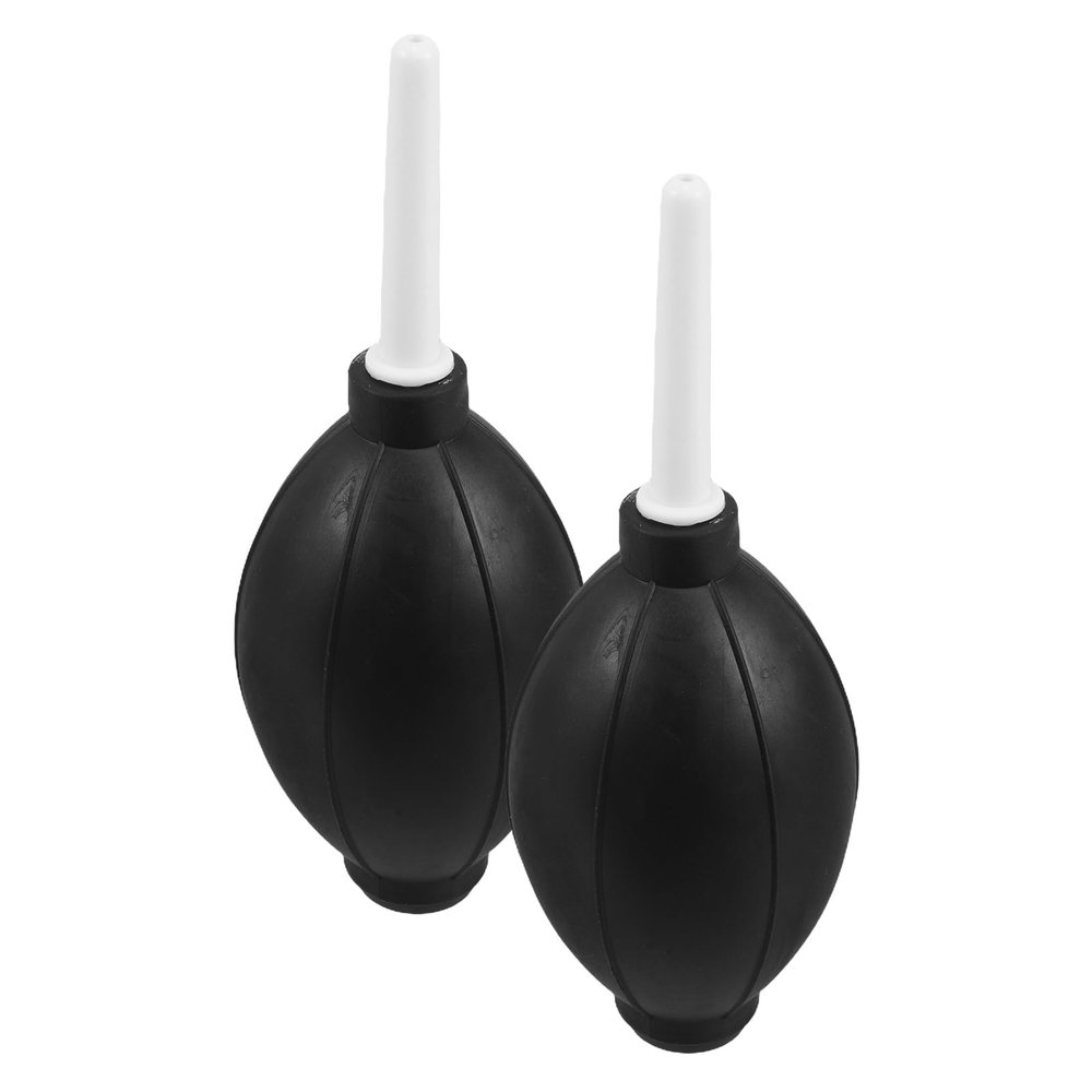 LALAFINA 2pcs Air Blower Bulbs for Camera and Keyboard Dust Cleaning, Rubber Compressed Air Pump Duster for Electronics and Digital Devices, Black Bulb White Handle, Portable Desk Accessory