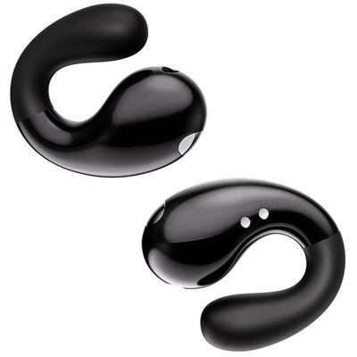 Boytond Ultra Open Ear Earbuds - Ergonomic Clip-On Earbuds, Bone Conduction Over-The-Ear Headphones with Waterproof Design and Secure Fit for Small Ears, Night Black