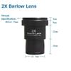 1.25 Inch Telescope Barlow Lens 2X/ 3X/ 5X Metal Fully Telescope Extender Lens with M42 Threads Telescopes Accessories Astronomical Telescope Part(2X) view 2