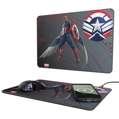 Marvel Avengers Sam Wilson Captain America MechLine 15-Watt Wireless Charger and Mouse Pad