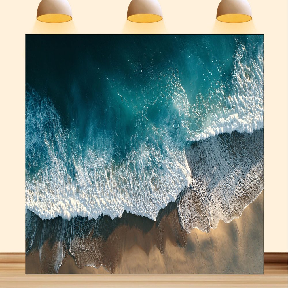 10X5ft Fabric Ocean Sky Backdrop Seaside Recreation Natural Scenery Leisure Activities Overlook Ocean Background Sea Waves Beach Games Party Decorations Photo Studio Props