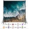 10X5ft Fabric Ocean Sky Backdrop Seaside Recreation Natural Scenery Leisure Activities Overlook Ocean Background Sea Waves Beach Games Party Decorations Photo Studio Props view 2