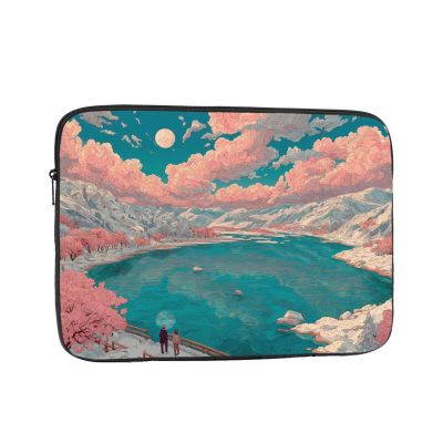 12 Inch Shockproof Laptop Bag, Full Width Pink Sky Print Handbag Suitable For Business And Daily Use