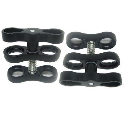 2 Pcs Diving Ball Head Clamp, 360 Degree Adjustable Light Arm Mount, Aluminum Alloy Butterfly Clip, Black for Underwater Photography