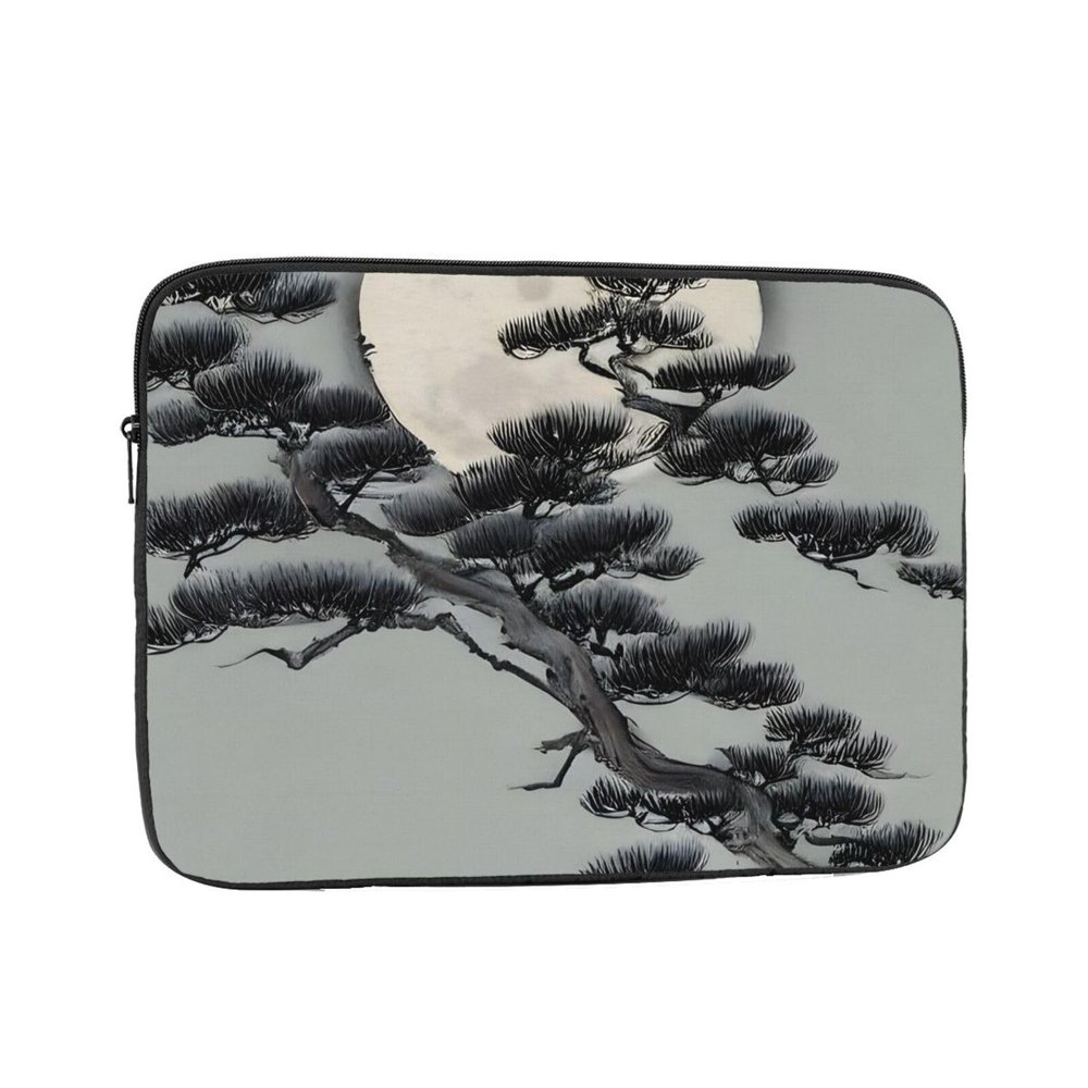 12 Inch Portable And Shockproof Laptop Bag With Unique Pine Tree Under The Moon Print, For Work, University, And Commuting