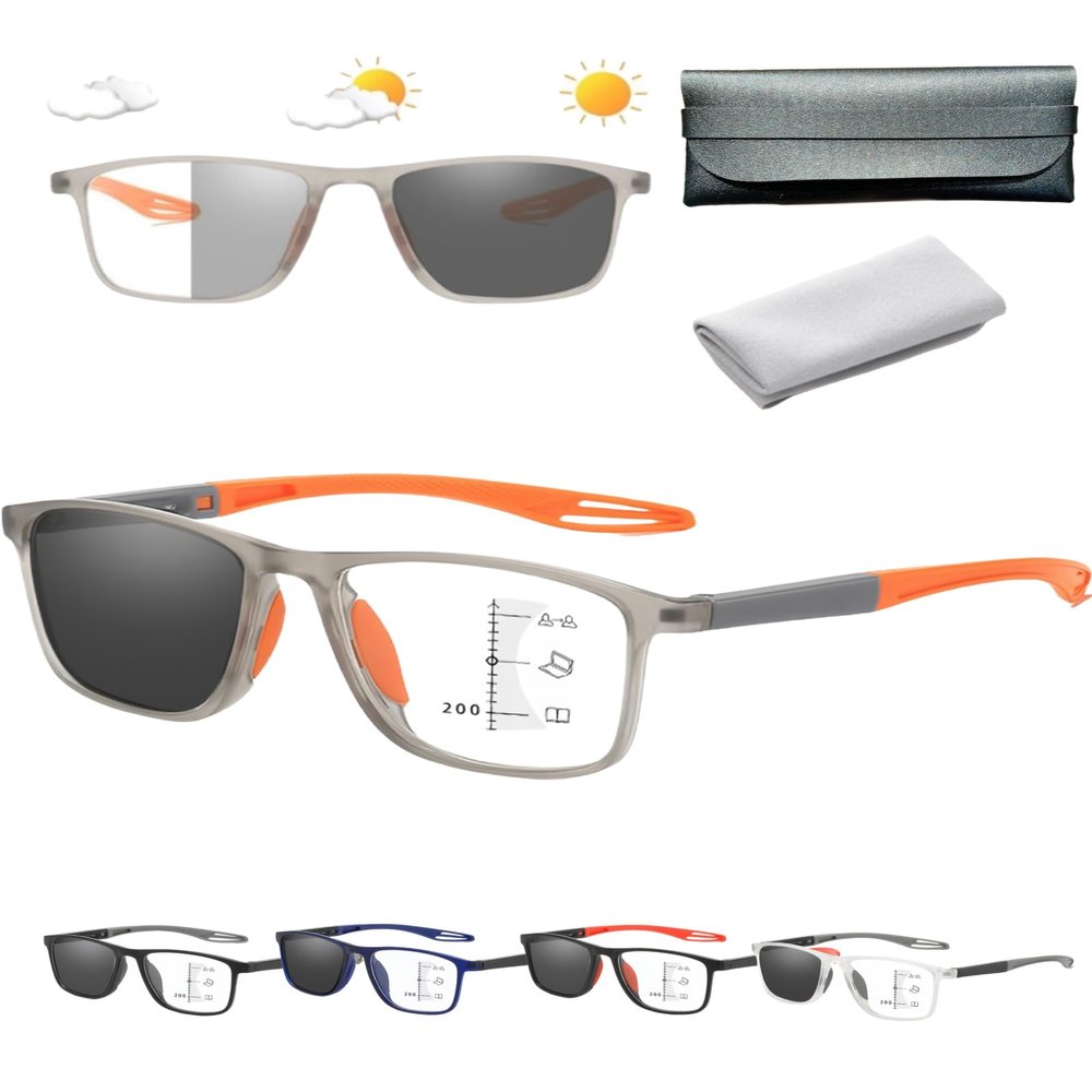Frameless Smart Zoom Reading Glasses,Ultra Light Anti Blue Presbyopic Glasses,Intelligent Zoom Glassess (Orange, +3.5)