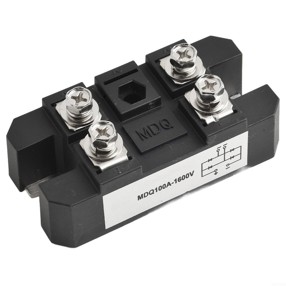 100A 1600V Single Phase Bridge Rectifier Diode Module with 4 Terminals, High Power Metal Enclosed ABS Case for Industrial DC Current Output(100A)