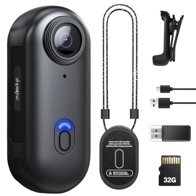 SHPTDJTIC Body Cam with 360 Rotatable Clip & Magnetic Clip, WiFi Sports POV Camera Thumb-Sized for Biking, Traveling, Motorcycle, 32G Card FHD 1080P